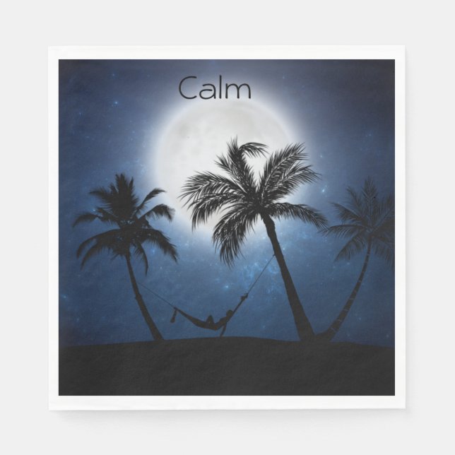 Servilleta De Papel Palmeras a la luz de la luna (Anverso)