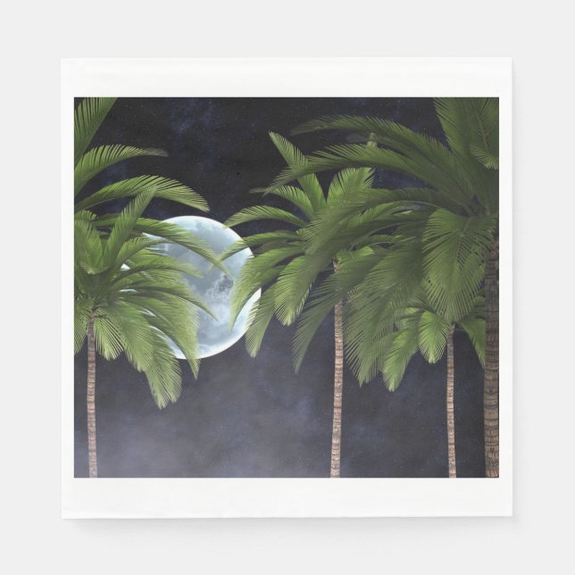 Servilleta De Papel Palmeras contra la luna (Anverso)