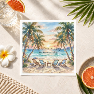 Servilleta De Papel Palmeras exóticas de playa Navidad en julio 