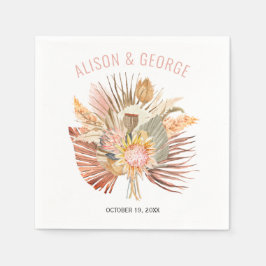 Servilleta De Papel Palmeras secas y boda rosa pampas