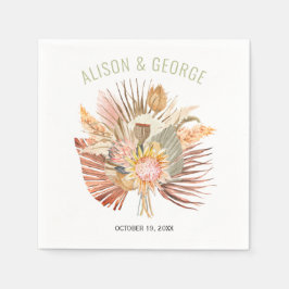 Servilleta De Papel Palmeras secas y pampas boda verde sabio