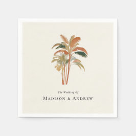 Servilleta De Papel Palmeras Tropicales Acuarela Pastel Boho Boda