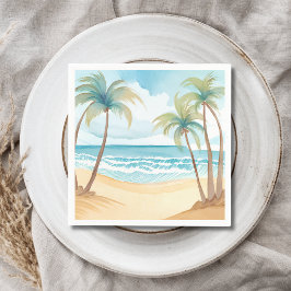 Servilleta De Papel Palmeras Tropicales | Boda Acuarela de Playa