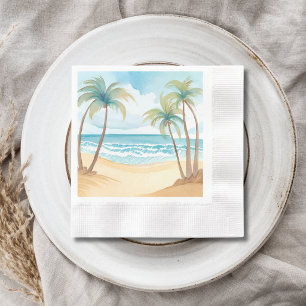 Servilleta De Papel Palmeras Tropicales   Boda Acuarela de Playa