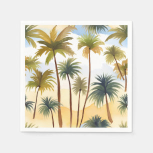 Servilleta De Papel Palmeras Tropicales   Pintura Acuarela de Playa