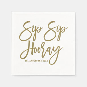 Servilleta De Papel Palo de Sip dorado Hooray Mano Letada