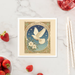 Servilleta De Papel Paloma de Navidad con panel decorativo de estilo v