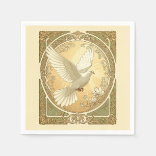 Servilleta De Papel Paloma de Navidad Diseño Estético Art Nouveau