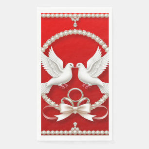 Servilleta De Papel Palomas Blancas con Anillos de Boda