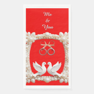 Servilleta De Papel Palomas Blancas con Anillos de Boda