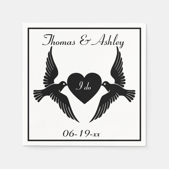 Servilleta De Papel Palomas y corazón (Anverso)