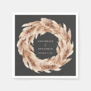 Servilleta De Papel Pampas de hierba bohemia moderna boda napki