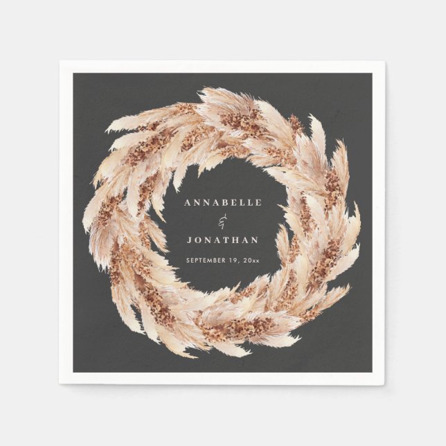 Servilleta De Papel Pampas de hierba bohemia moderna boda napki (Anverso)