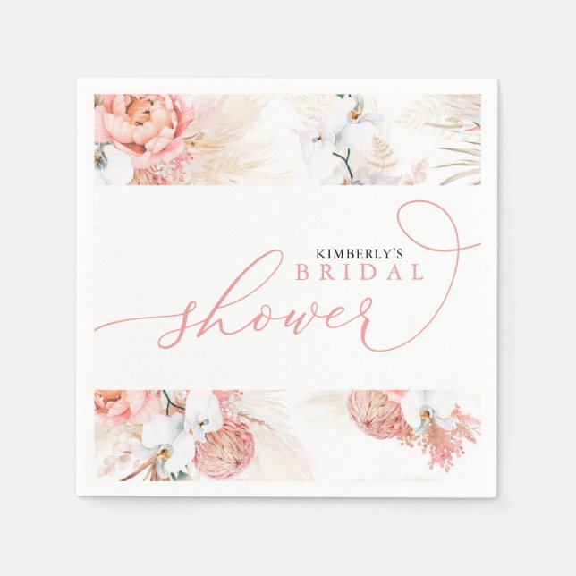 Servilleta De Papel Pampas Florales Rosa Grasa Cualquier Toallas De Du (Anverso)