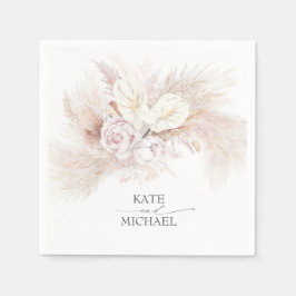 Servilleta De Papel Pampas Grass Anthuriums Elegante Tropical