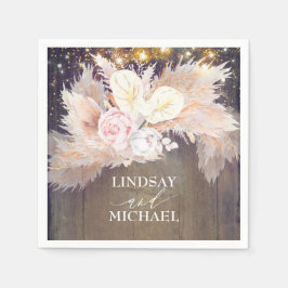 Servilleta De Papel Pampas Grass Anthuriums Rústicas Napkins Tropical