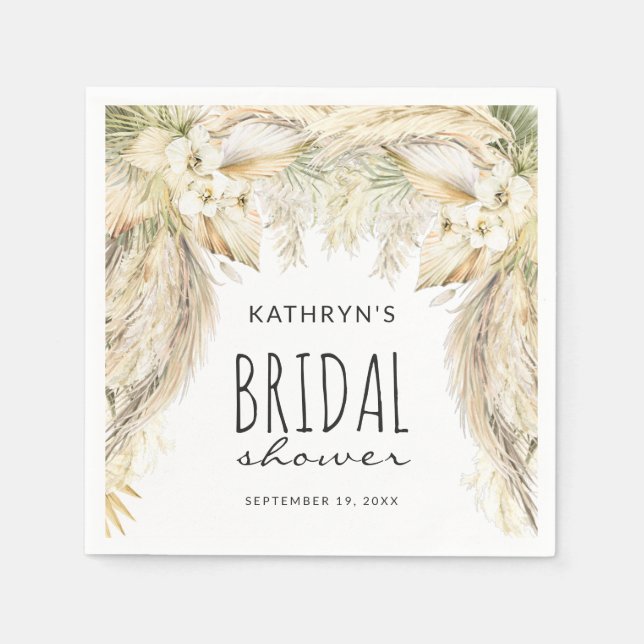 Servilleta De Papel Pampas Grass Boho Bridal Shower Arch Napkins (Anverso)