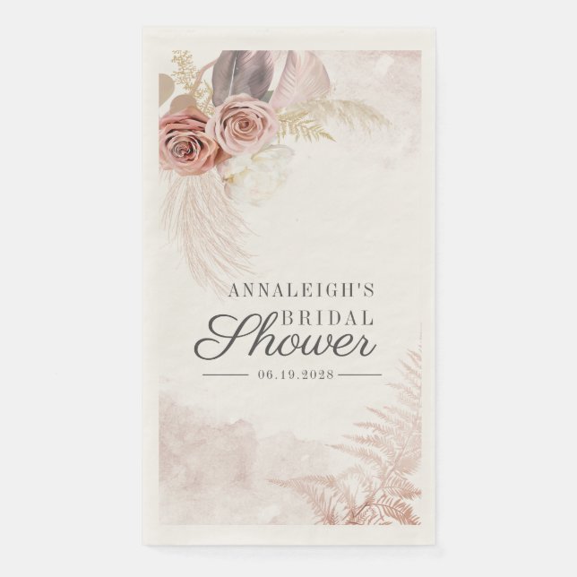 Servilleta De Papel Pampas Grass Terracotta Dried Palms Bridal Shower (Anverso)
