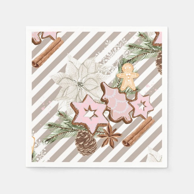 Servilleta De Papel Pan de jengibre | Ducha de bebé de Navidad  (Anverso)
