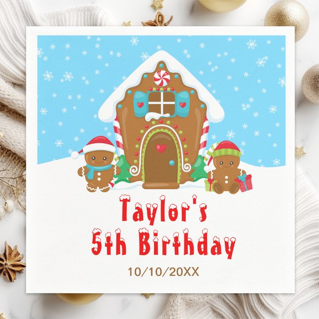 Servilleta De Papel Pan de jengibre fiesta de cumpleaños azul y rojo (Subido por el creador)