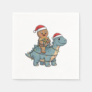 Servilleta De Papel Pan de Jengibre Montando un Santa Dinosaurio de Na