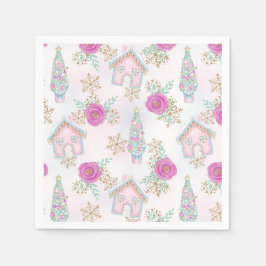 Servilleta De Papel Pan de Jengibre Rosa de Navidad