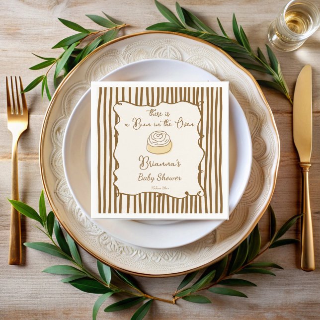 Servilleta De Papel Pan en el horno para baby shower monograma (Bun in the oven baking baby shower monogrammed napkins personalized baking  baby shower table decor)