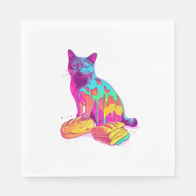 Servilleta De Papel Pan Meowphosis - Glitchy Funny Cat Meme (Anverso)