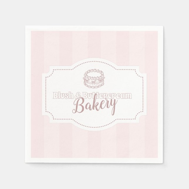 Servilleta De Papel Panadería de pasteles rosados Pastel personalizada (Anverso)