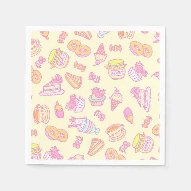 Servilleta De Papel Panadería dulce y bebidas amarillas (Anverso)
