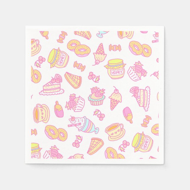 Servilleta De Papel Panadería dulce y bebidas blancas (Anverso)