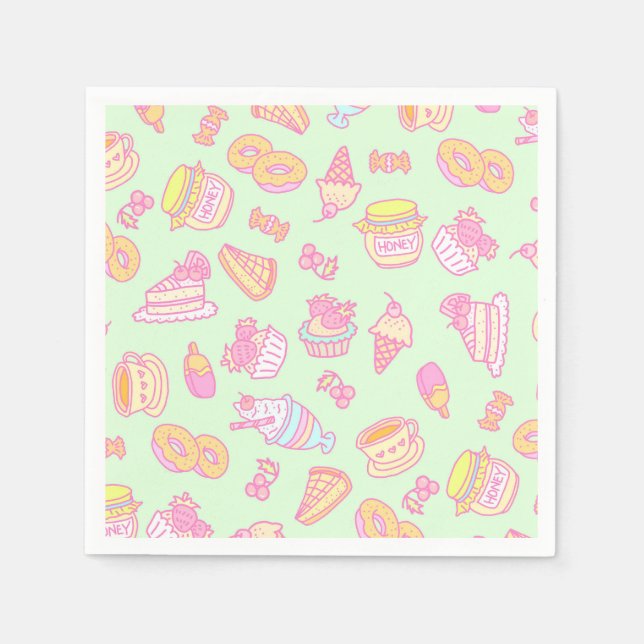 Servilleta De Papel Panadería dulce y bebidas verdes (Anverso)