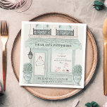 Servilleta De Papel Panadería francesa Paris Green Bat Mitzvah<br><div class="desc">Esta bonita cafetería/panadería/pastelería temática Bat Mitzvah,  chica de papel de la pastelería francesa,  tiene una pastelería/panadería/cafetería en verde pistacho. Personalice sus necesidades. Puedes encontrar más productos a juego en mi tienda.</div>