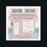 Servilleta De Papel Panadería francesa Paris Pink Bat Mitzvah<br><div class="desc">Esta bonita cafetería/panadería/pastelería temática Bat Mitzvah,  chica temático de pastelería,  tiene una pastelería francesa/panadería/cafetería escaparate en rosa. Personalice sus necesidades. Puedes encontrar más productos a juego en mi tienda.</div>