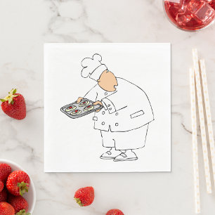 Servilleta De Papel Panadero Chef de Dibujos Animados Divertido con Ba
