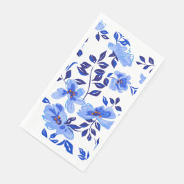 Servilleta De Papel pañales de cena de papel floral azul y blanco