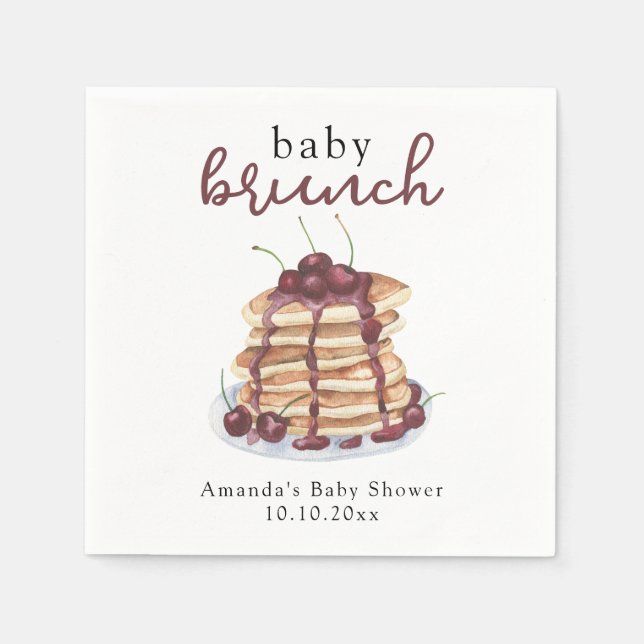 Servilleta De Papel Pancakes Sweet Cherry Baby Shower (Anverso)