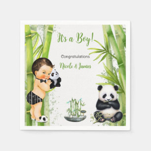 Servilleta De Papel Panda Bamboo Tema niño bebé Verde Blanco negro