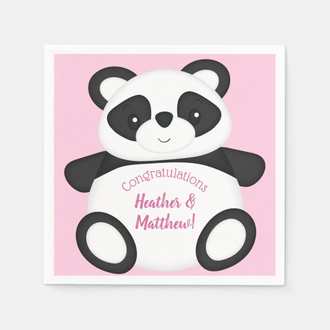 Servilleta De Papel Panda Bear Baby Shower (Anverso)