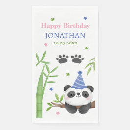 Servilleta De Papel Panda Bear Green Bamboo Kids Birthday 