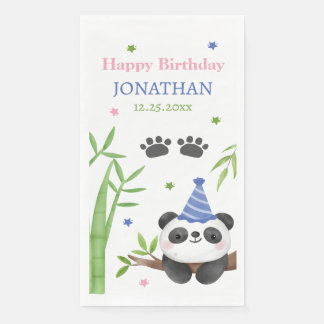Servilleta De Papel Panda Bear Green Bamboo Kids Birthday 