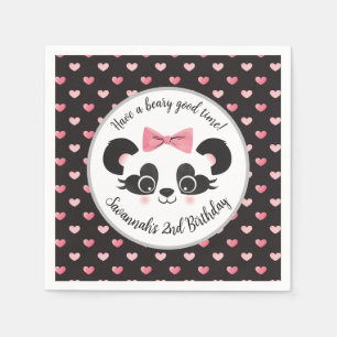 Servilleta De Papel Panda Bear Pink Girls Birday Party