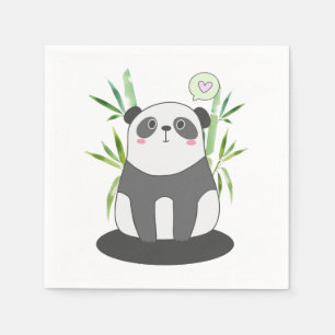 Servilleta De Papel Panda blanco y negro lindo en Bambú