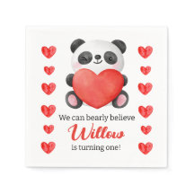 Panda Chica con corazones Valentine primer cumplea
