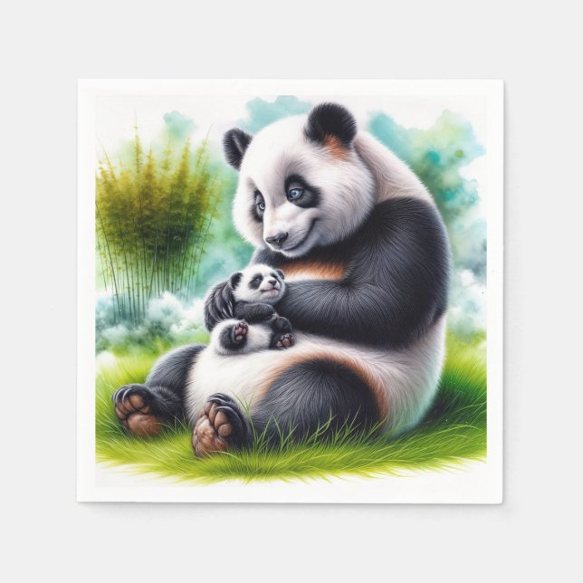 Servilleta De Papel Panda Con Su Cubo (Anverso)