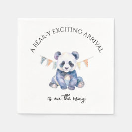 Servilleta De Papel Panda de bebé acuarela con banderas de amarre
