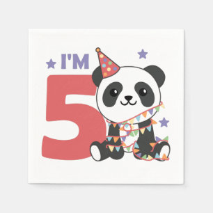 Servilleta De Papel Panda De Quinto Cumpleaños Para Niños 5 Años