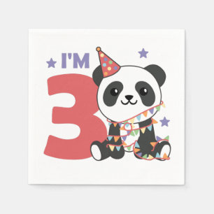 Servilleta De Papel Panda De Tercer Cumpleaños Para Niños 3 Años