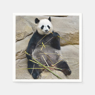Servilleta De Papel Panda gigante comiendo bambú