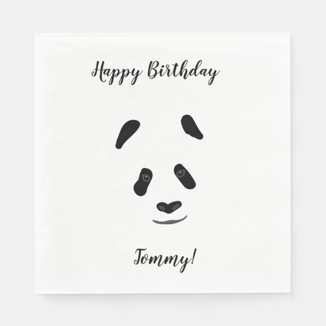Servilleta De Papel Panda Personalizado Cumpleaños (Anverso)